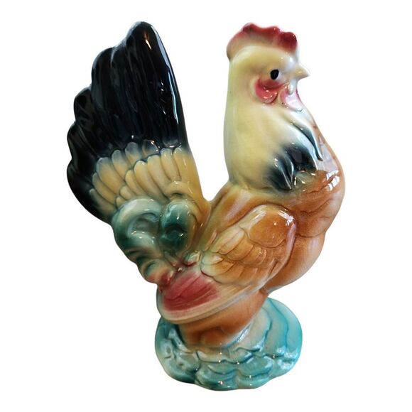 Vintage 1950s Royal Copley Porcelain Hen & Rooster Figurine Statue - Picture 2 of 8